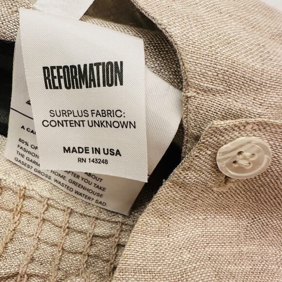 REFORMATION Beige Taupe / Light Brown Tan Button Up Tank Crop Top  – 0 XS - Picture 5 of 7